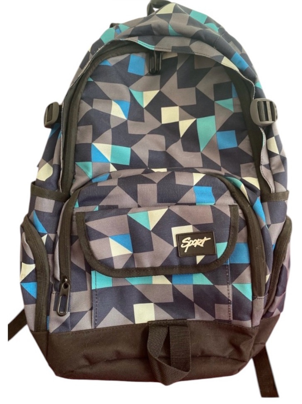 Back to school Geometric Blue & Gray Men's bookbag Backpack - Sporto